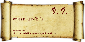 Vrbik Irén névjegykártya